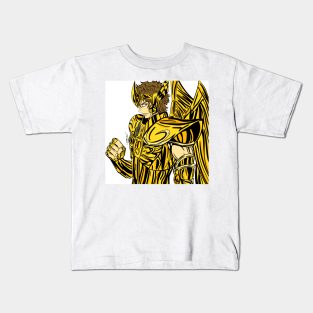 Sagittarius saint in gold cloth in wings ecopop knight art Kids T-Shirt